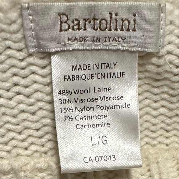 Bartolini Wool Cashmere Blend Cream Sweater with Graphic Design Size Large - Picture 7 of 8